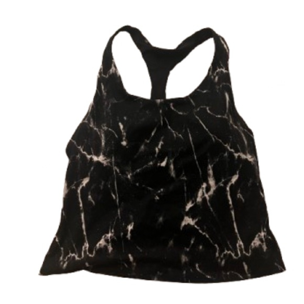 Old Navy Active Powersoft Marbled Cropped Racerbank Tank Top with Built in Bra